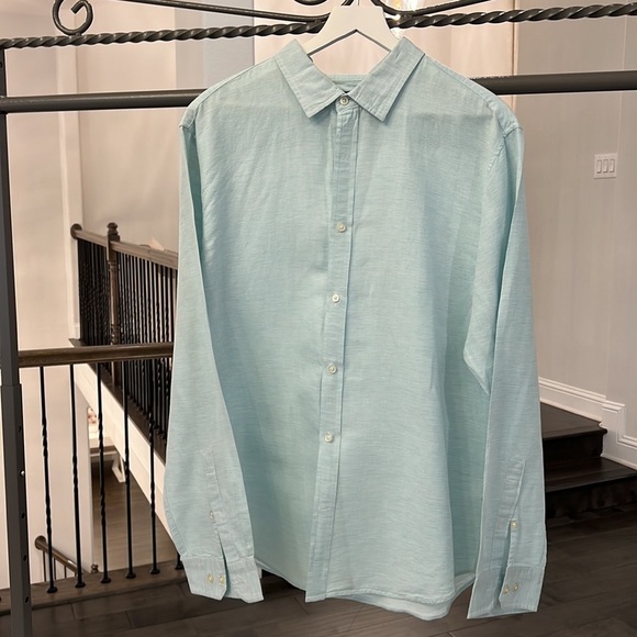 AS NEW BANANA REPUBLIC MEN BUTTON DOWN SHIRT LONG SLEEVES UNTUCKED SLIM … - Picture 6 of 9